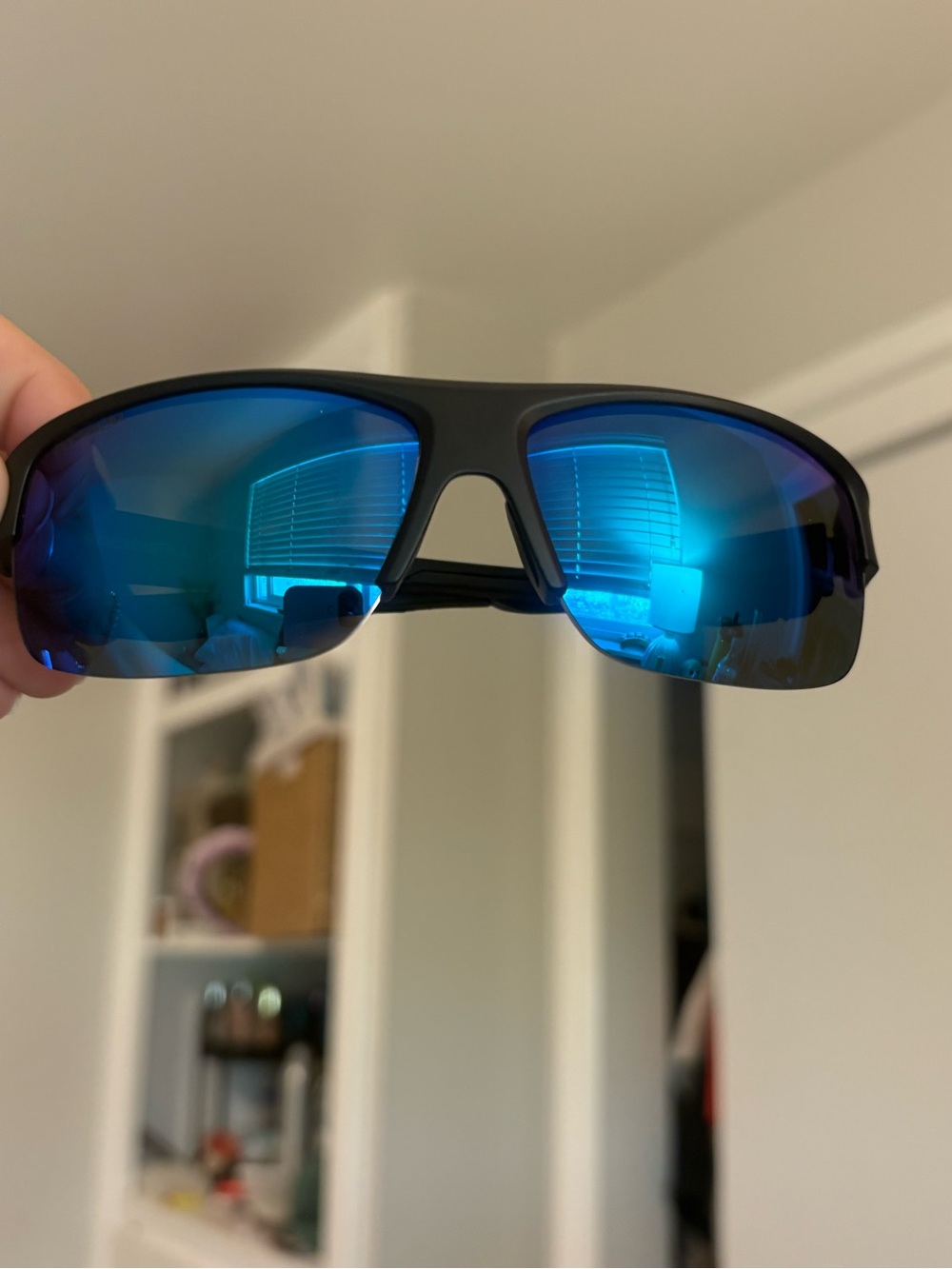 Rockwell Lifetime Warranty Black Frame Blue Mirrored Lenses Sport Sunglasses